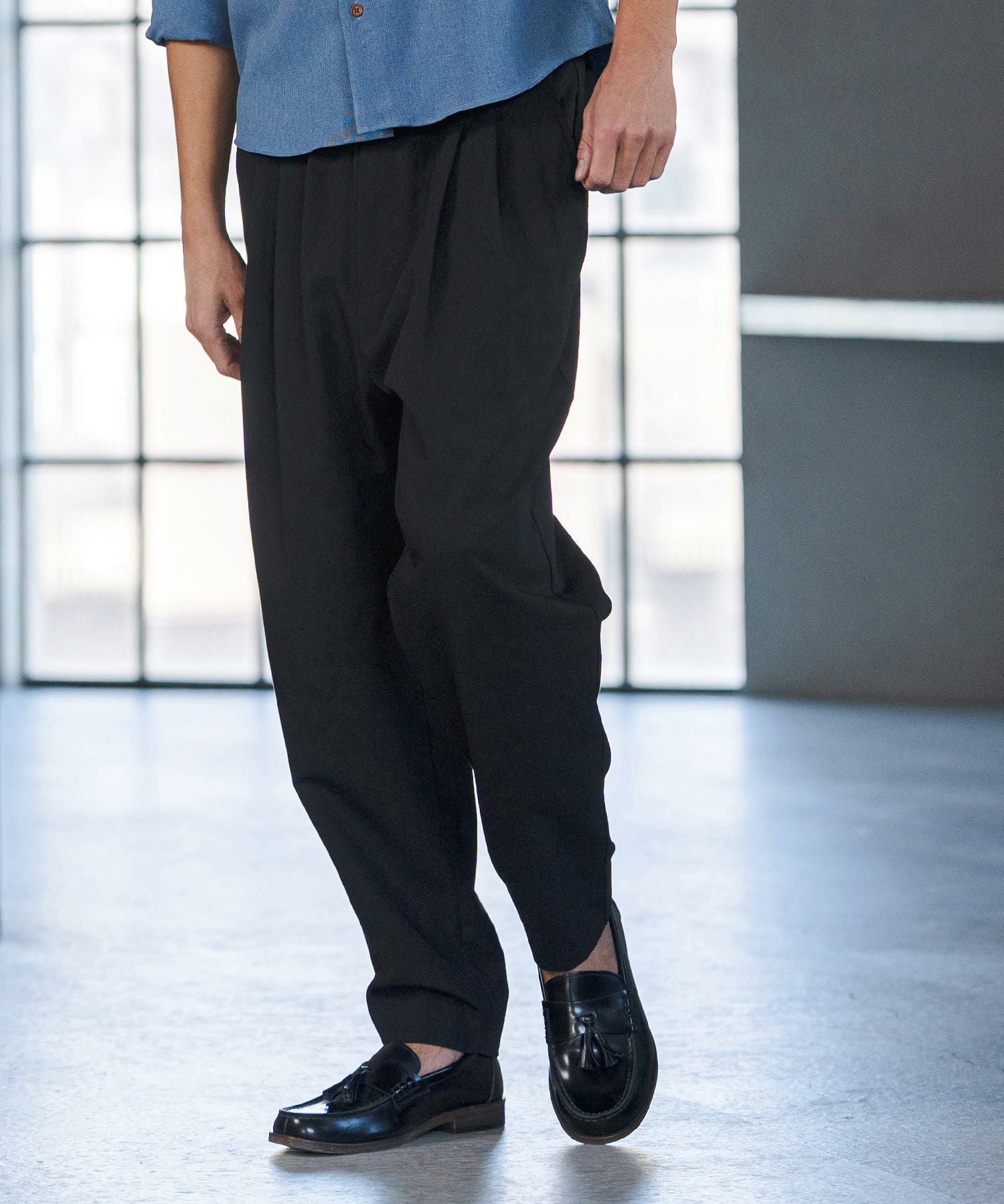 CAMBIO(カンビオ)】Slacks Fabric Tapered Pants スラックスパンツ