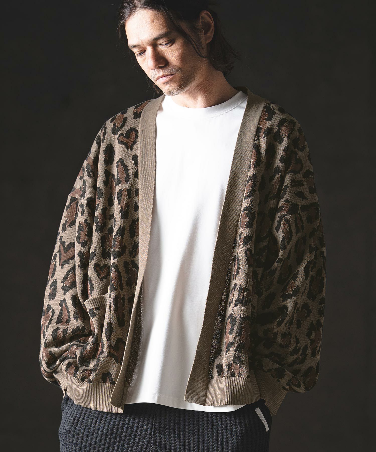 GLIMCLAP(グリムクラップ)】Leopard Jacquard Knit Cardigan ニット
