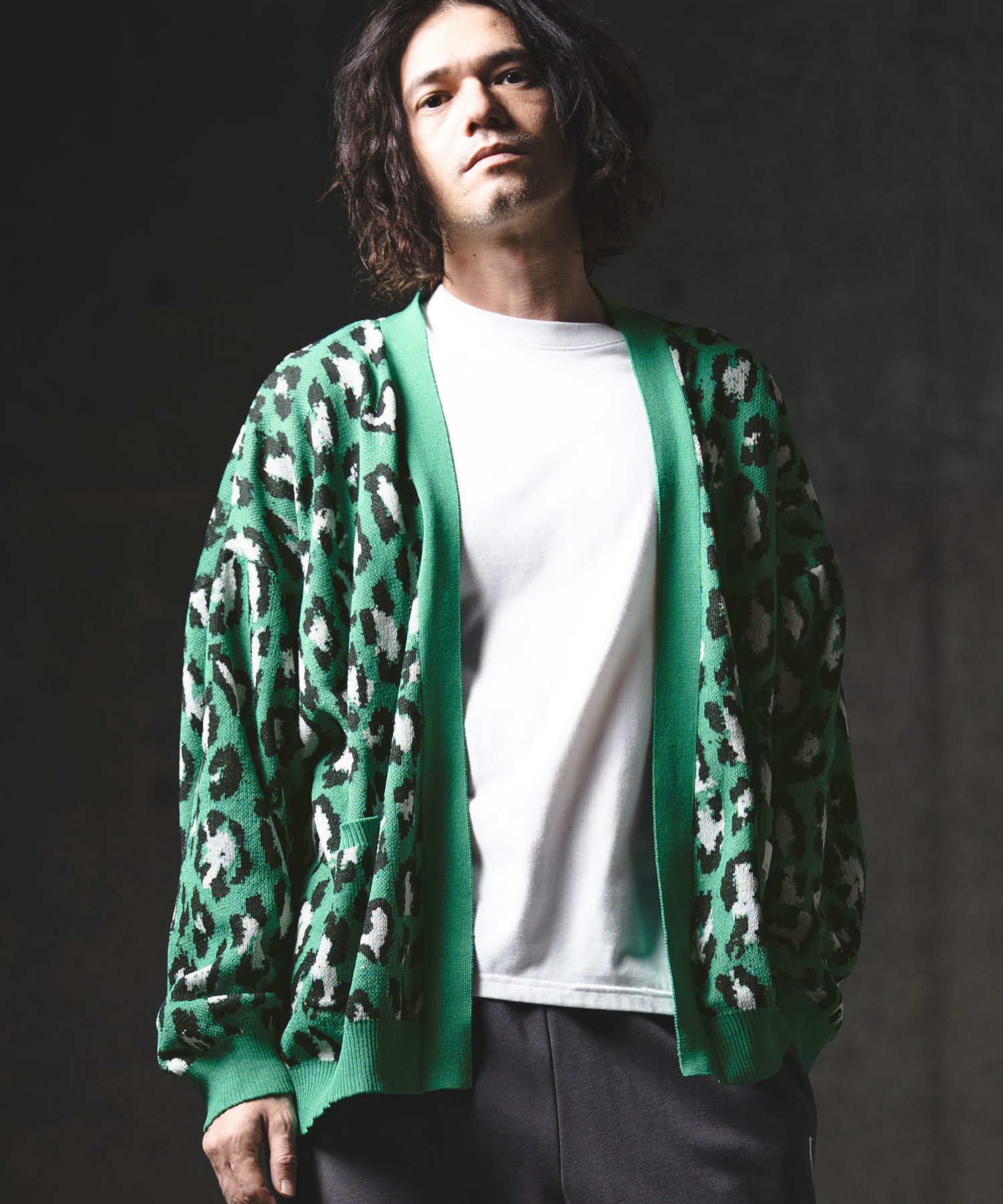 GLIMCLAP(グリムクラップ)】Leopard Jacquard Knit Cardigan ニット