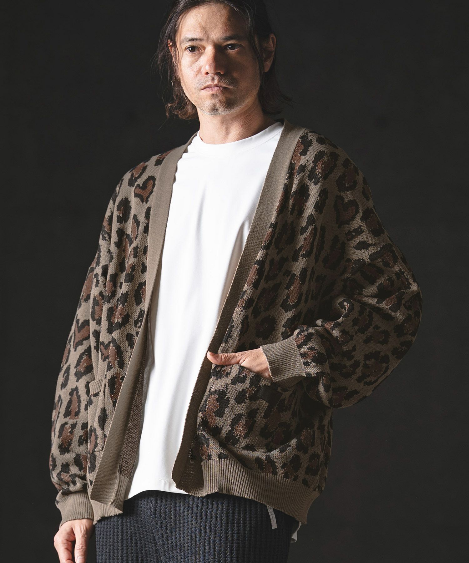 GLIMCLAP(グリムクラップ)】Leopard Jacquard Knit Cardigan ニット