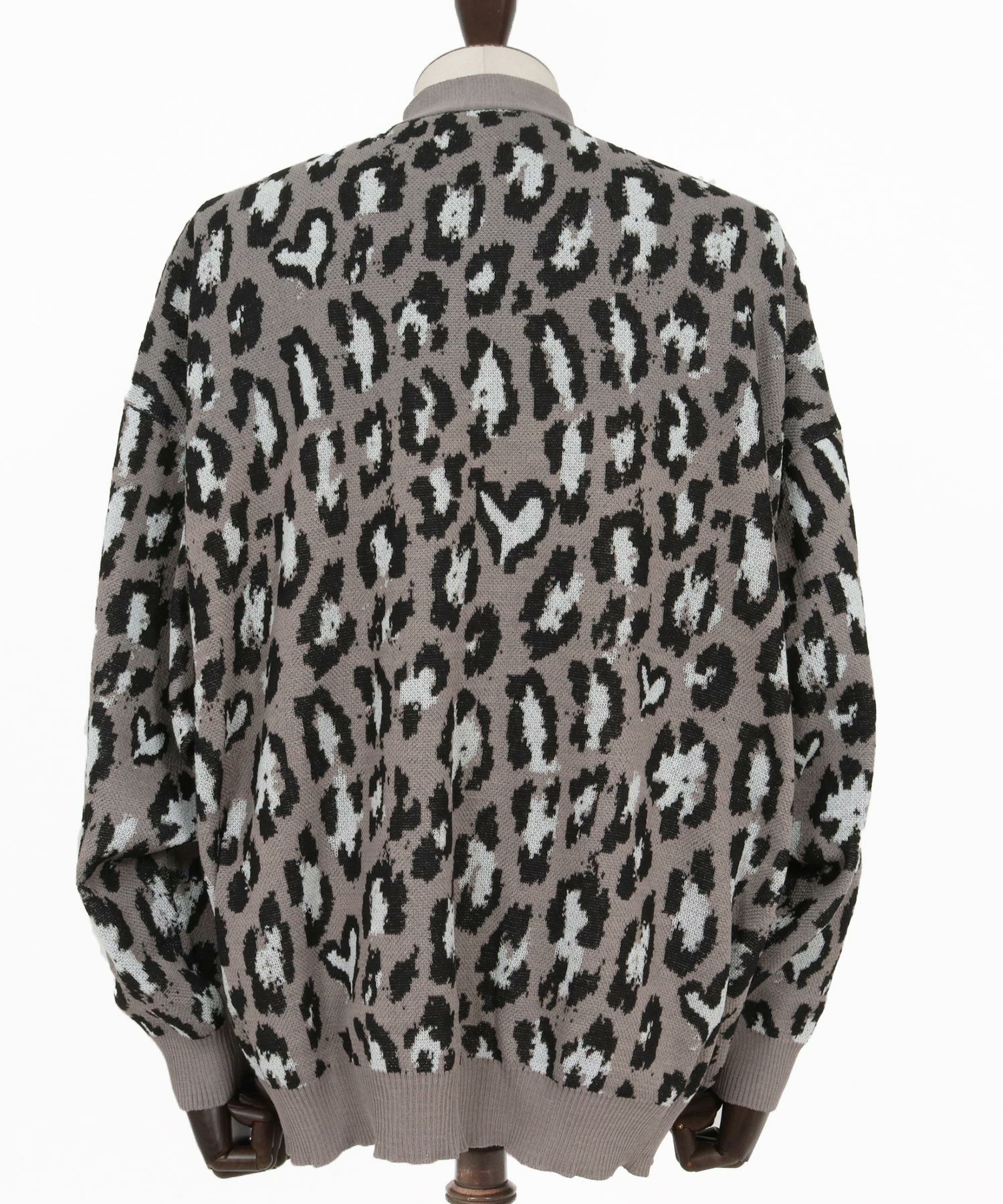 【新品】期間限定GLIMCLAP グリムクラップ ヒョウ柄カーディガンL グレー GLIMCLAP(グリムクラップ)】Leopard Jacquard Knit Cardigan ニット