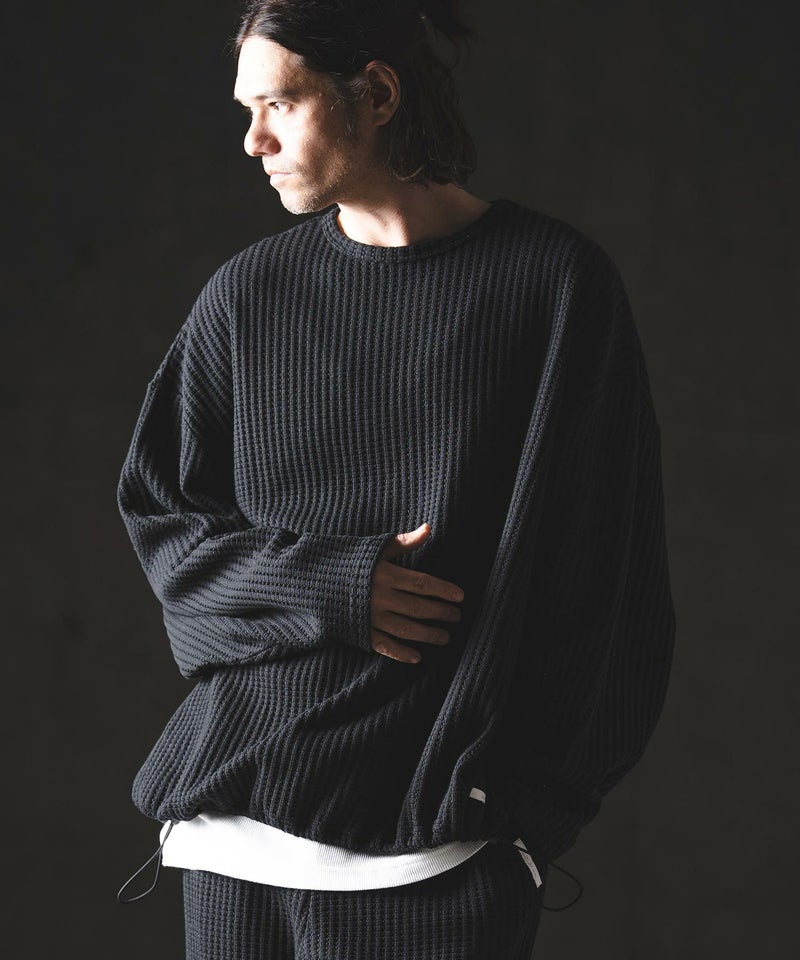 GLIMCLAP(グリムクラップ)】Big Waffle Oversized Long Sleeve T-Shirt 