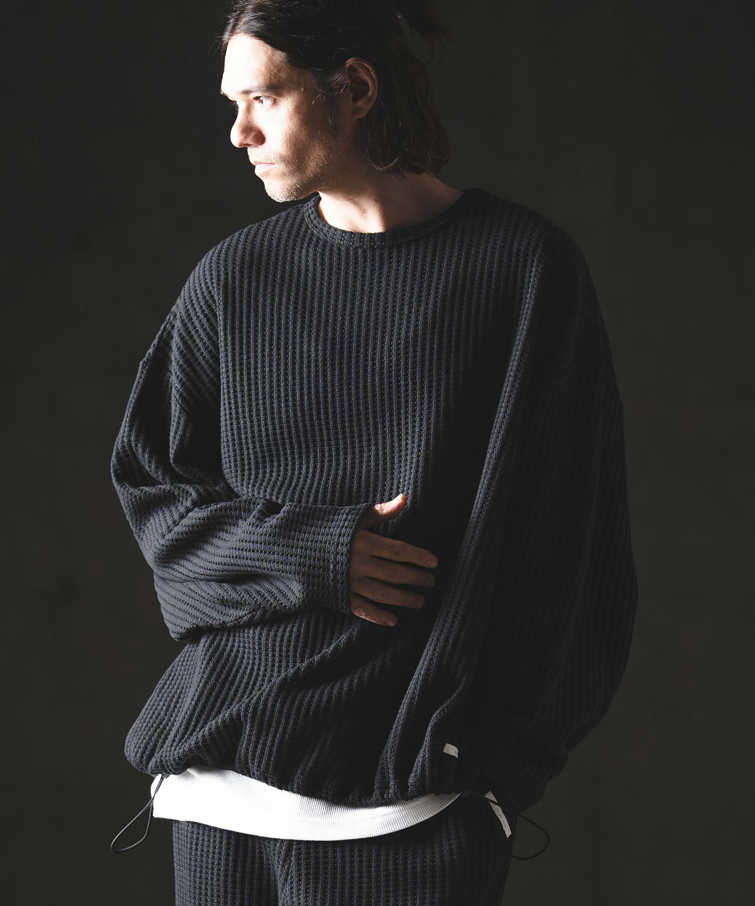 GLIMCLAP(グリムクラップ)】Big Waffle Oversized Long Sleeve T-Shirt 