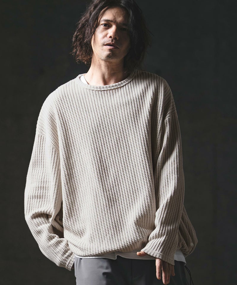 GLIMCLAP(グリムクラップ)】Big Waffle Oversized Long Sleeve T-Shirt 