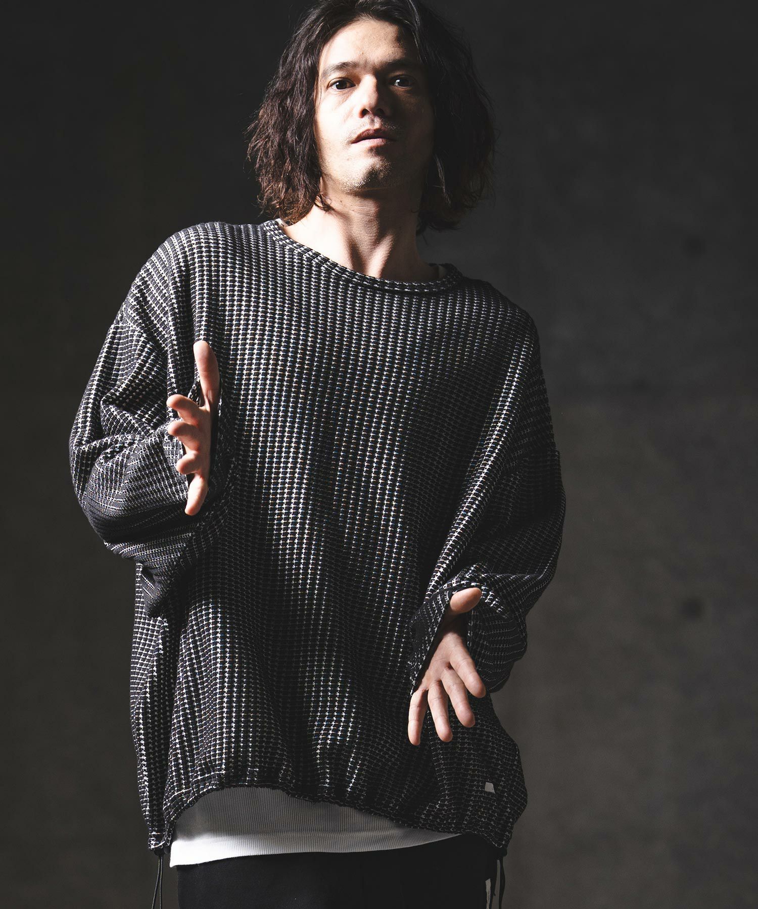 GLIMCLAP(グリムクラップ)】Big Waffle Oversized Long Sleeve T-Shirt