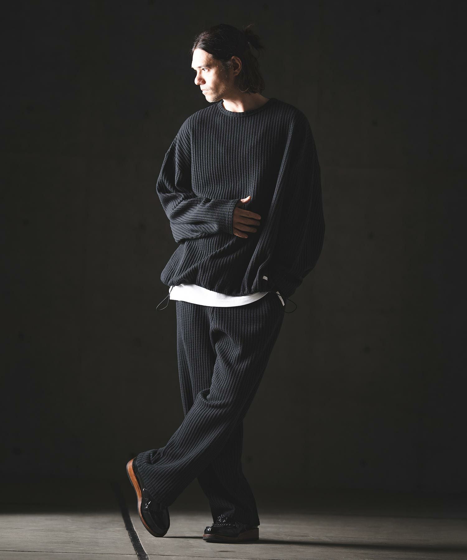 GLIMCLAP(グリムクラップ)】Big Waffle Oversized Long Sleeve T-Shirt
