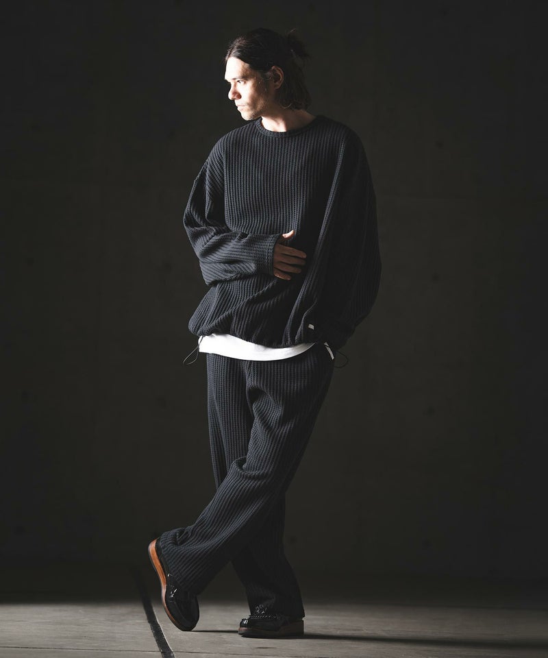GLIMCLAP(グリムクラップ)】Big Waffle Oversized Long Sleeve T-Shirt 