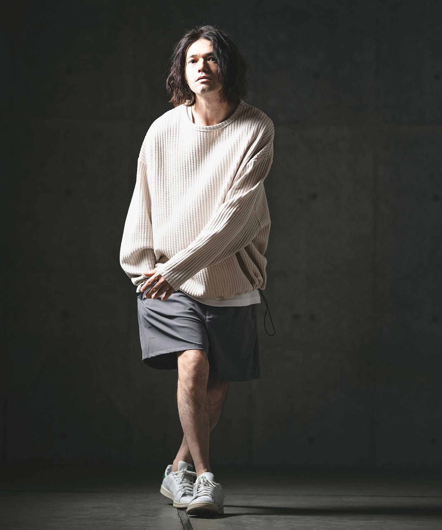 GLIMCLAP(グリムクラップ)】Big Waffle Oversized Long Sleeve T-Shirt