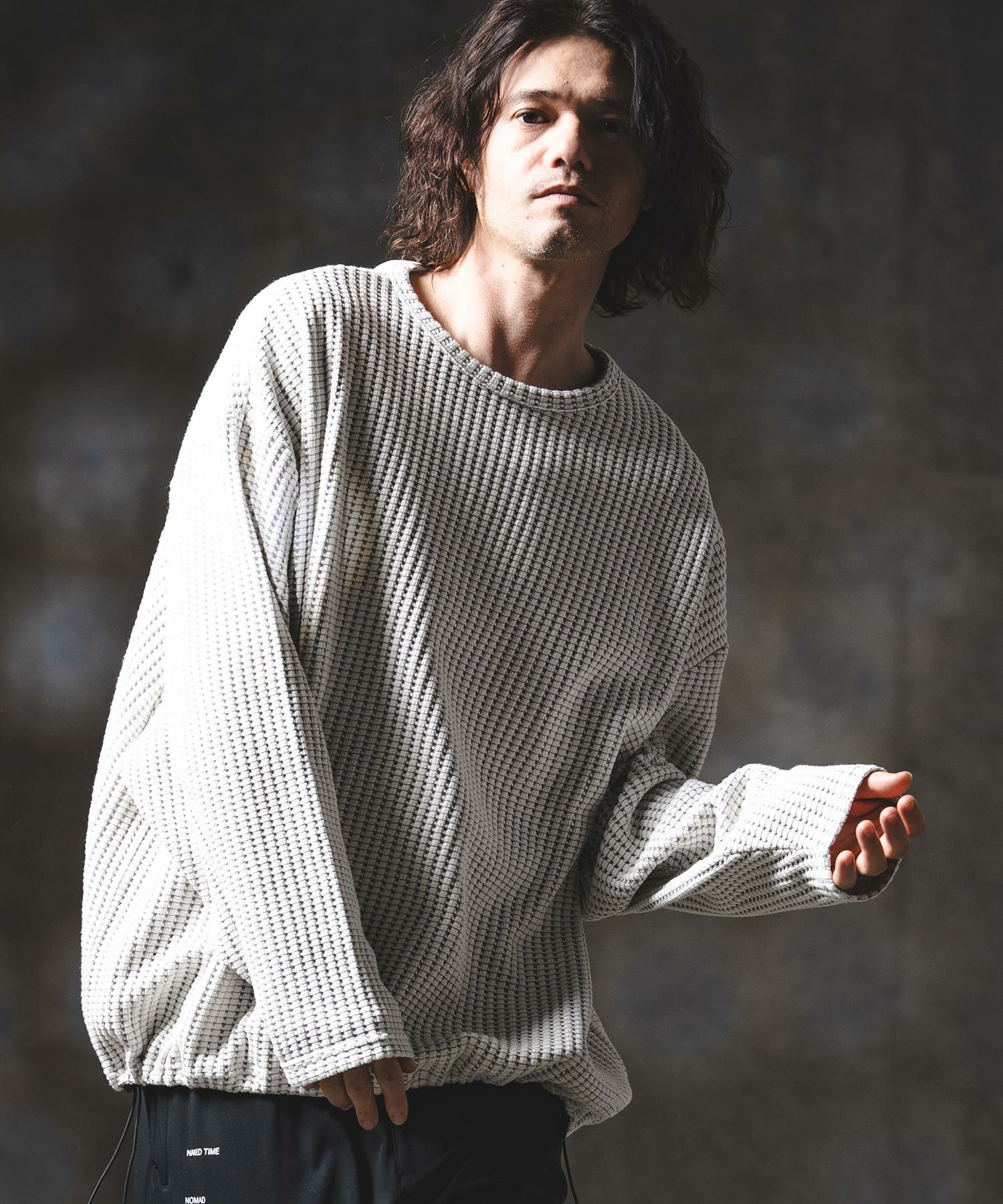GLIMCLAP(グリムクラップ)】Big Waffle Oversized Long Sleeve T-Shirt