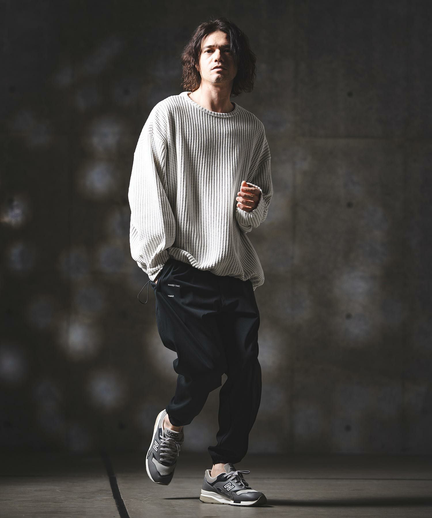GLIMCLAP(グリムクラップ)】Big Waffle Oversized Long Sleeve T-Shirt