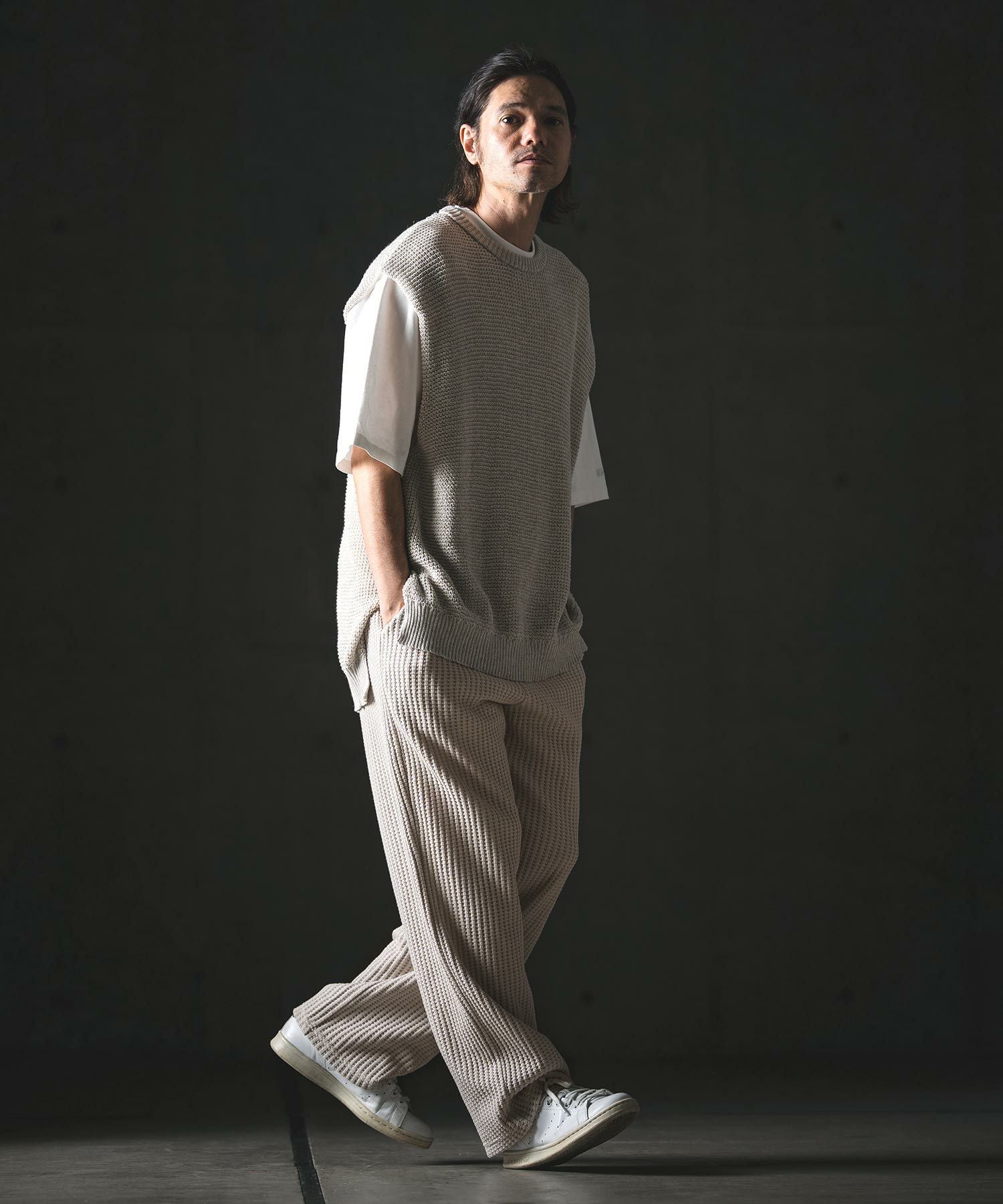 GLIMCLAP(グリムクラップ)】Big Waffle Wide Straight Pants ワイド