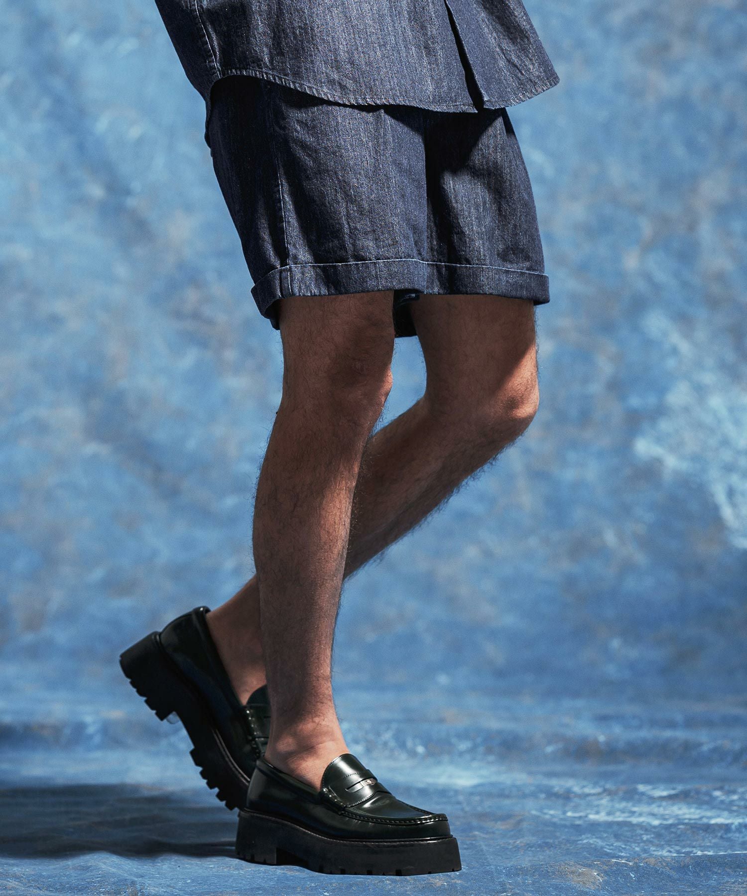 Jih Nunc(ジーヌンク)】7ozデニム裾ロールアップショートパンツ(JIH