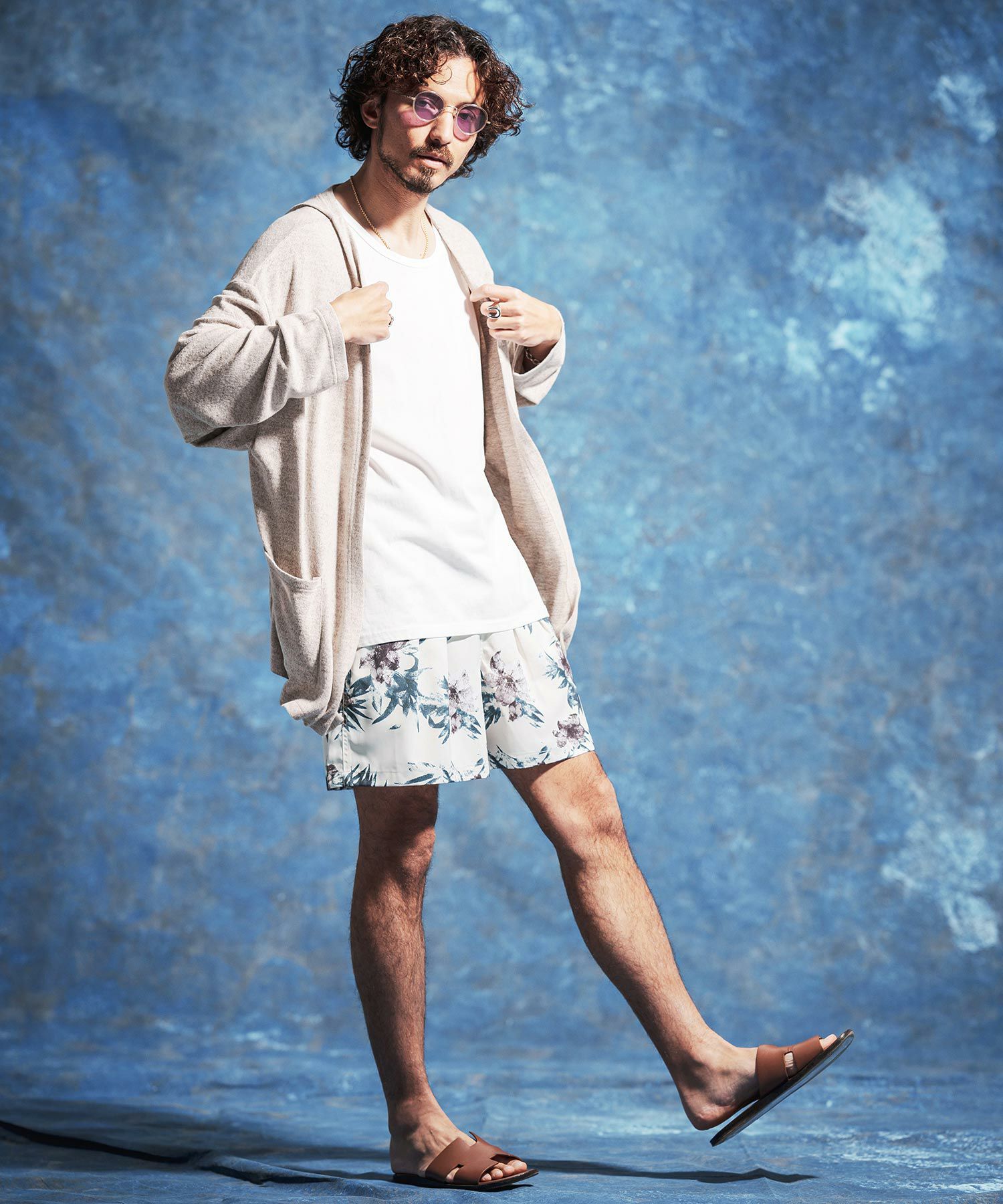 Jih Nunc(ジーヌンク)】フラワー総柄プリントタックショートパンツ(JIH