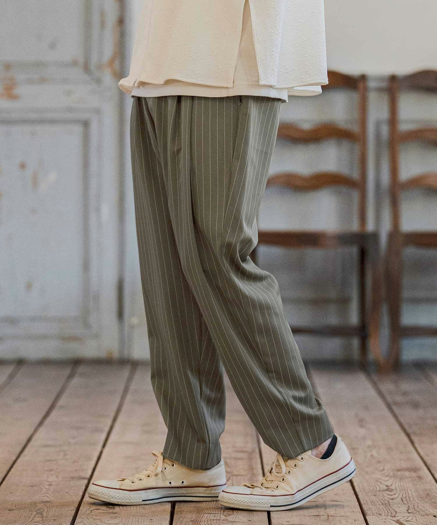 CAMBIO(カンビオ)】Classic Pinstripe Tapered Pants テーパードパンツ
