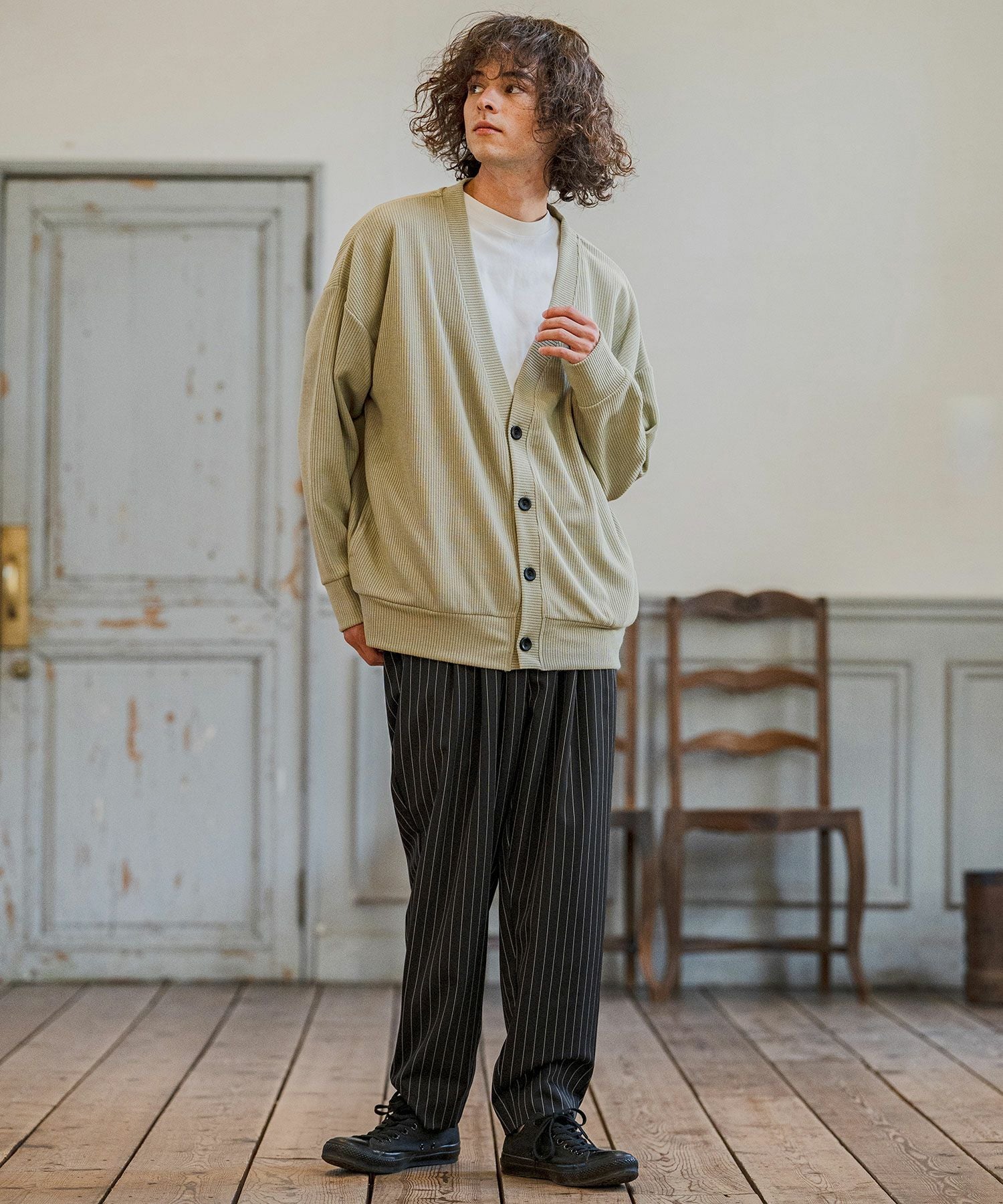 もりぞ〜 CAMBIO(カンビオ)】Classic Pinstripe Tapered Pants テーパードパンツ
