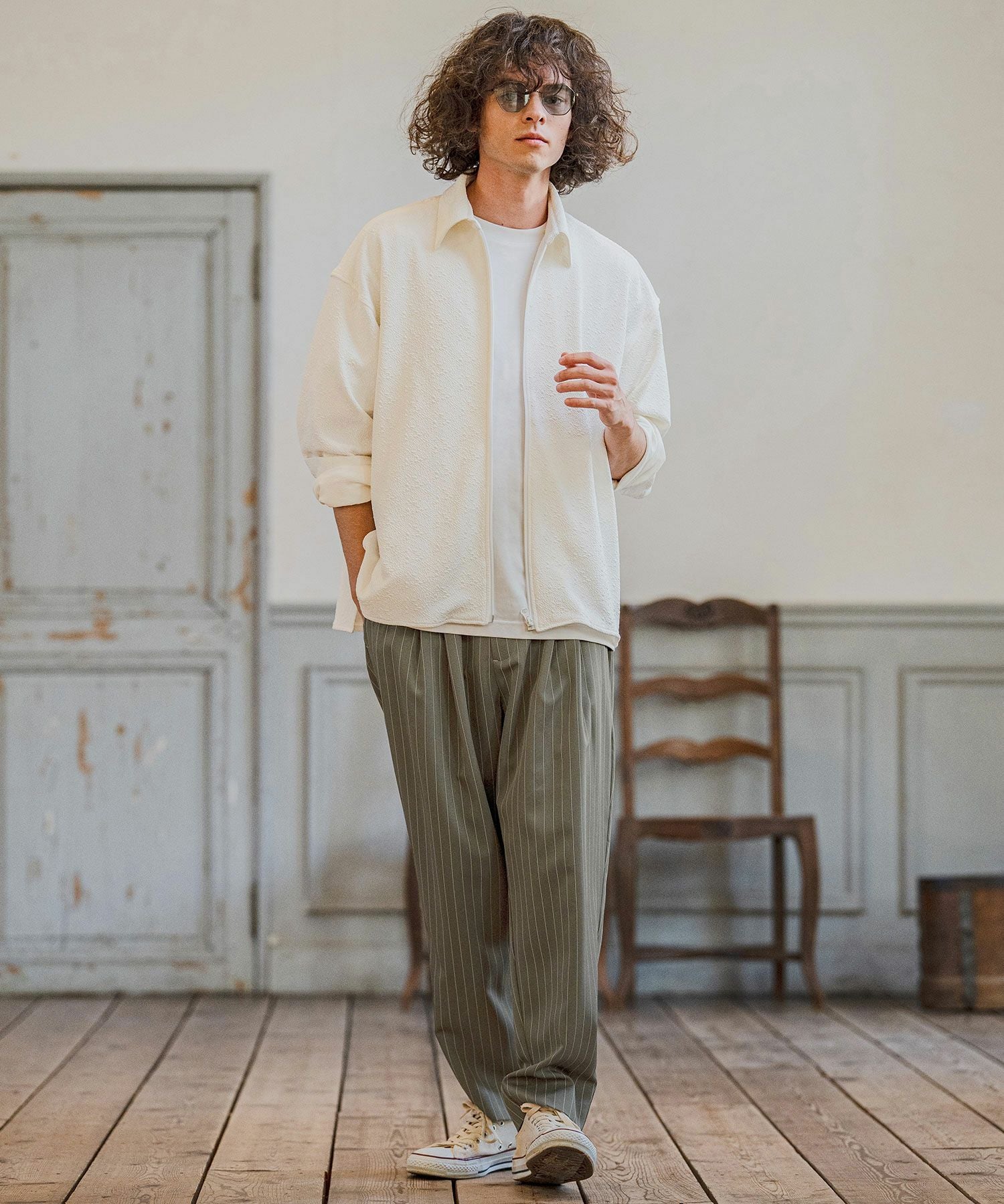 CAMBIO(カンビオ)】Classic Pinstripe Tapered Pants テーパードパンツ