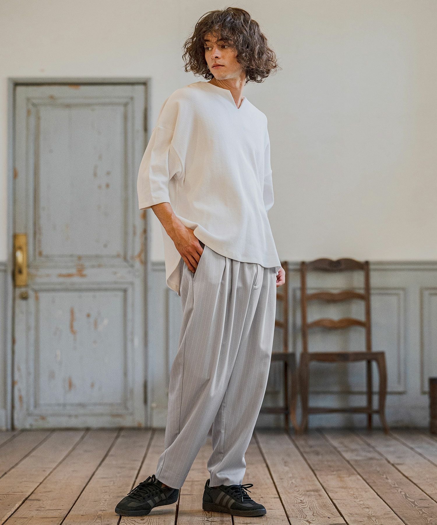 CAMBIO(カンビオ)】Classic Pinstripe Tapered Pants テーパードパンツ
