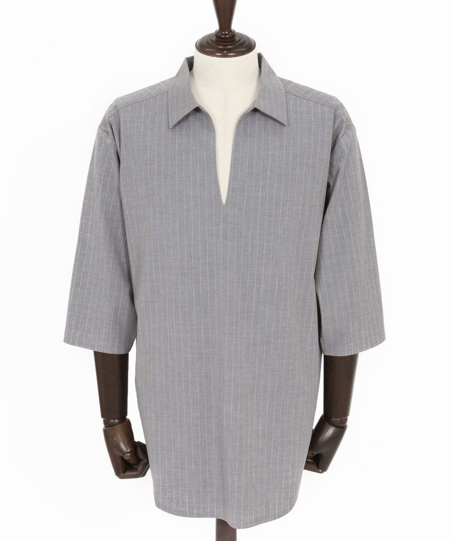 CAMBIO(カンビオ)】Classic Pinstripe Skipper 3-4 Sleeve Pullover