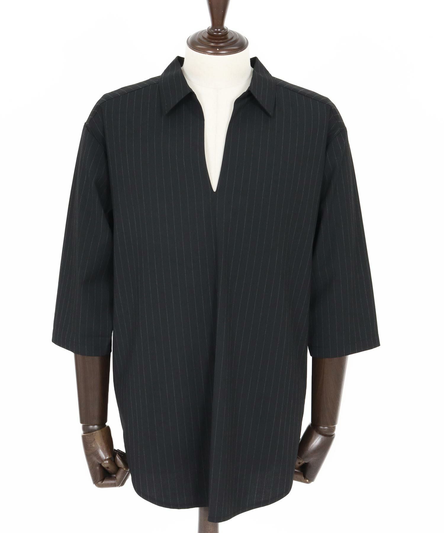 CAMBIO(カンビオ)】Classic Pinstripe Skipper 3-4 Sleeve Pullover