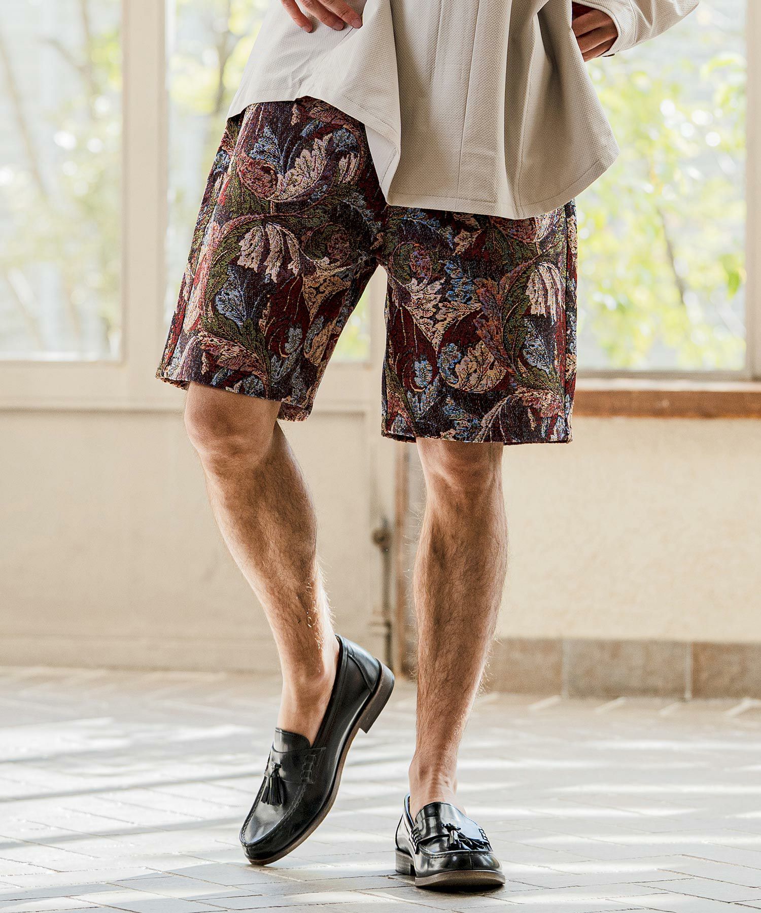 CAMBIO(カンビオ)】 Botanical Leaf Gobelin Shorts ショートパンツ