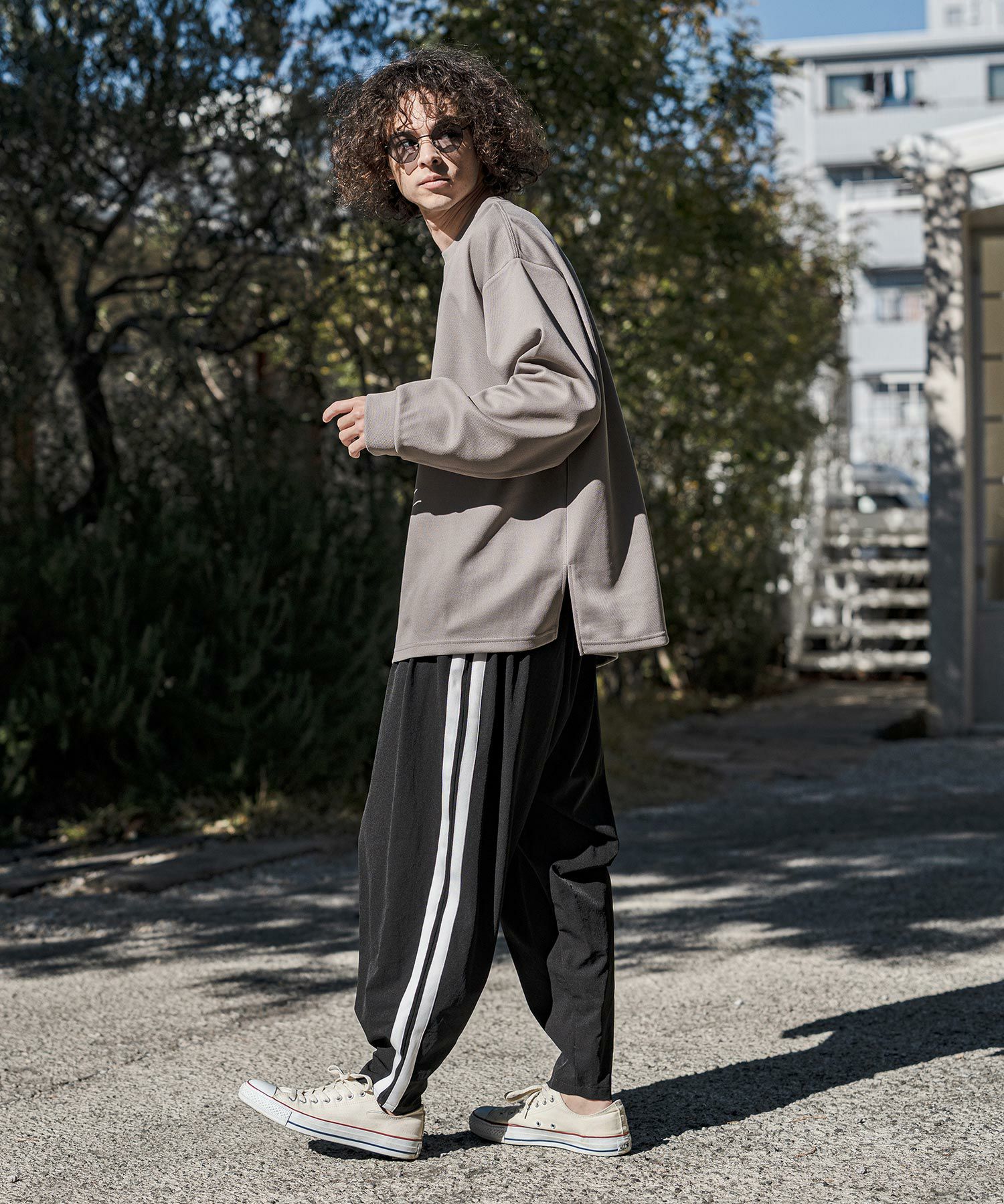 CAMBIO パンツ 裏起毛　ナイロンサイドラインパンツ CAMBIO(カンビオ)】ストレッチナイロンサイドラインパンツ(CMB-R0220