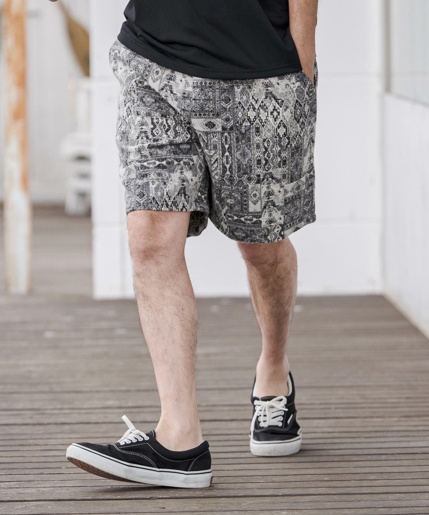 CAMBIO(カンビオ)】Coating Like Graphic short Pants ショートパンツ