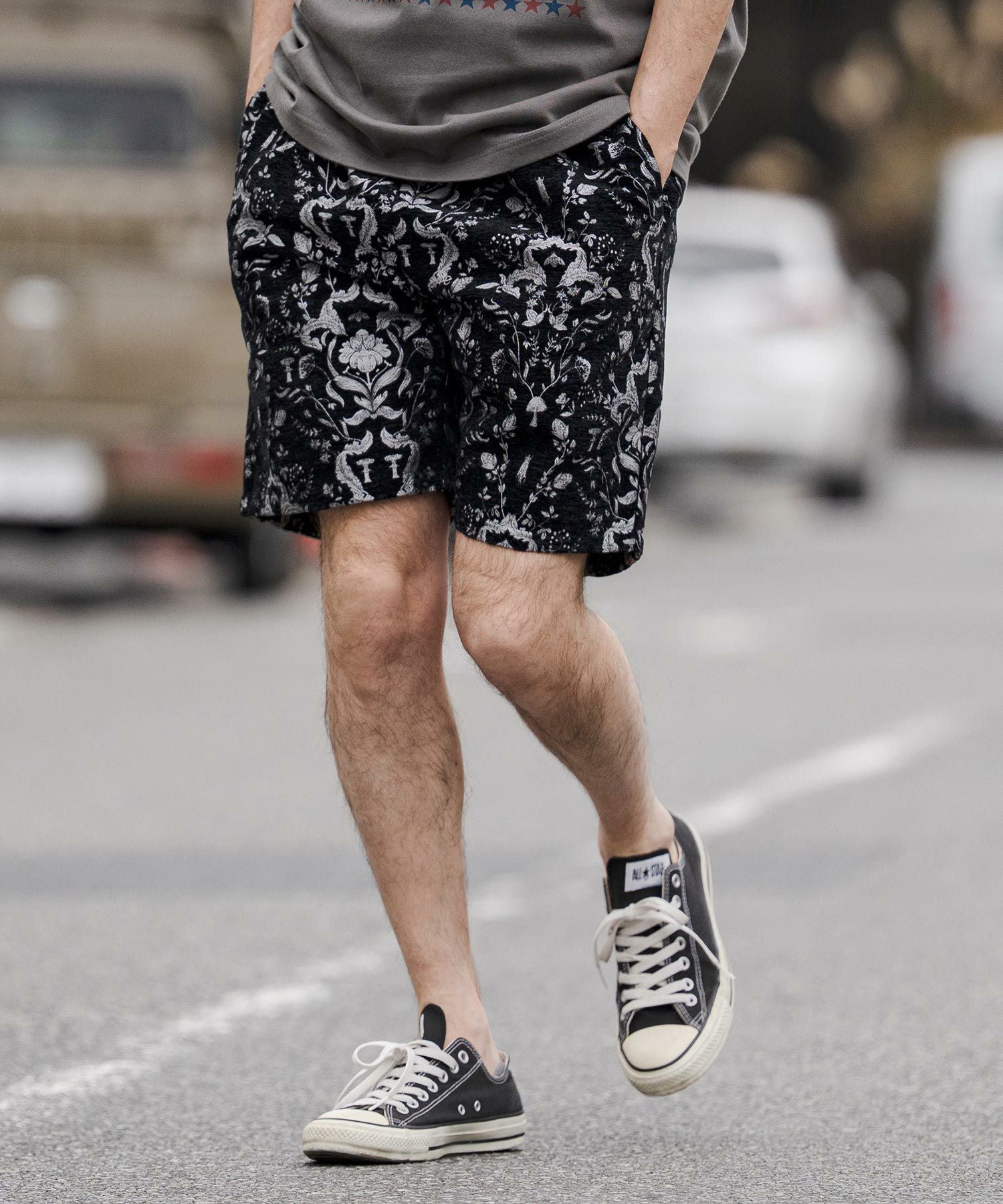 CAMBIO(カンビオ)】Classic Leaf Pattern Jacquard Short Pants