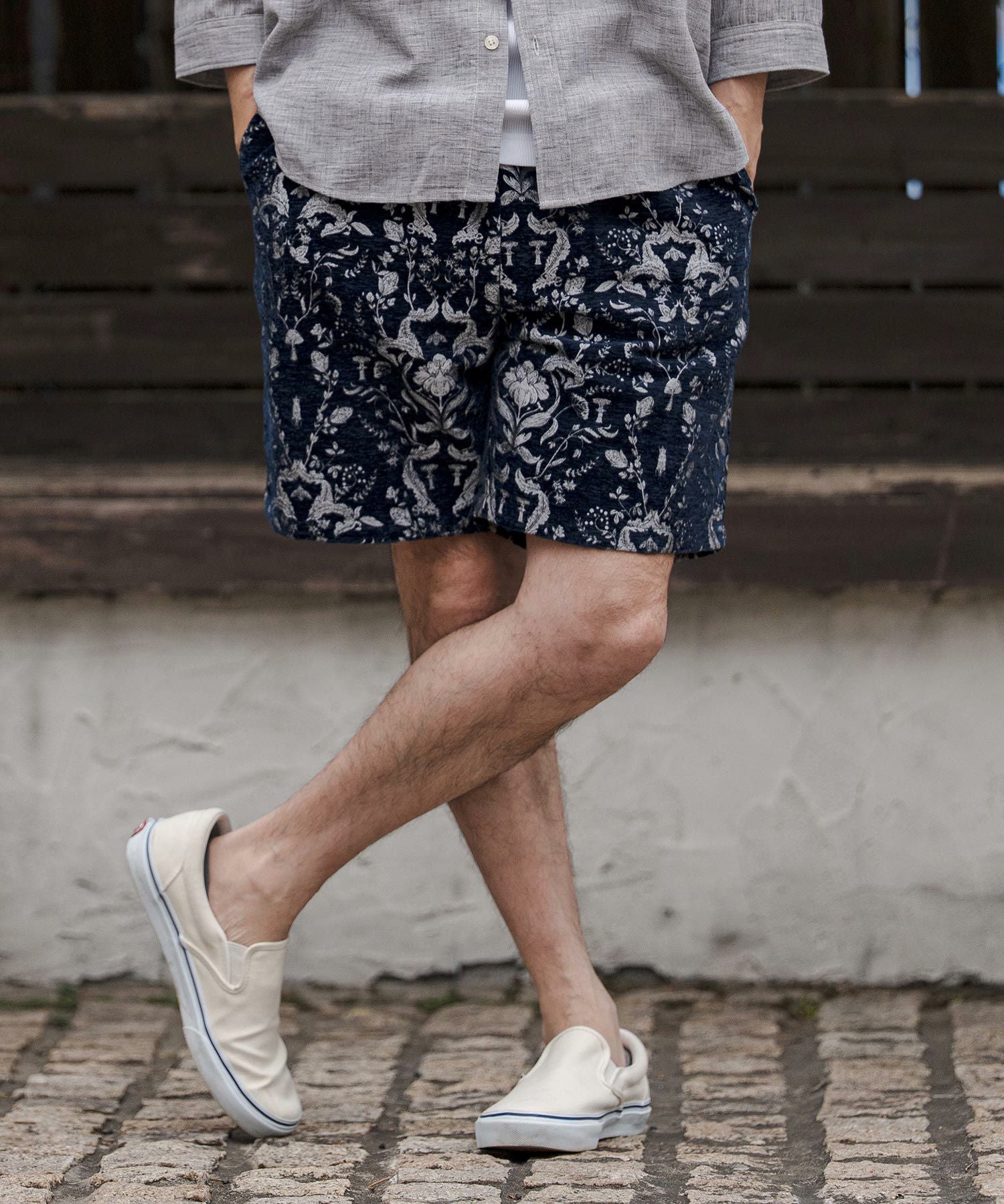 CAMBIO(カンビオ)】Classic Leaf Pattern Jacquard Short Pants