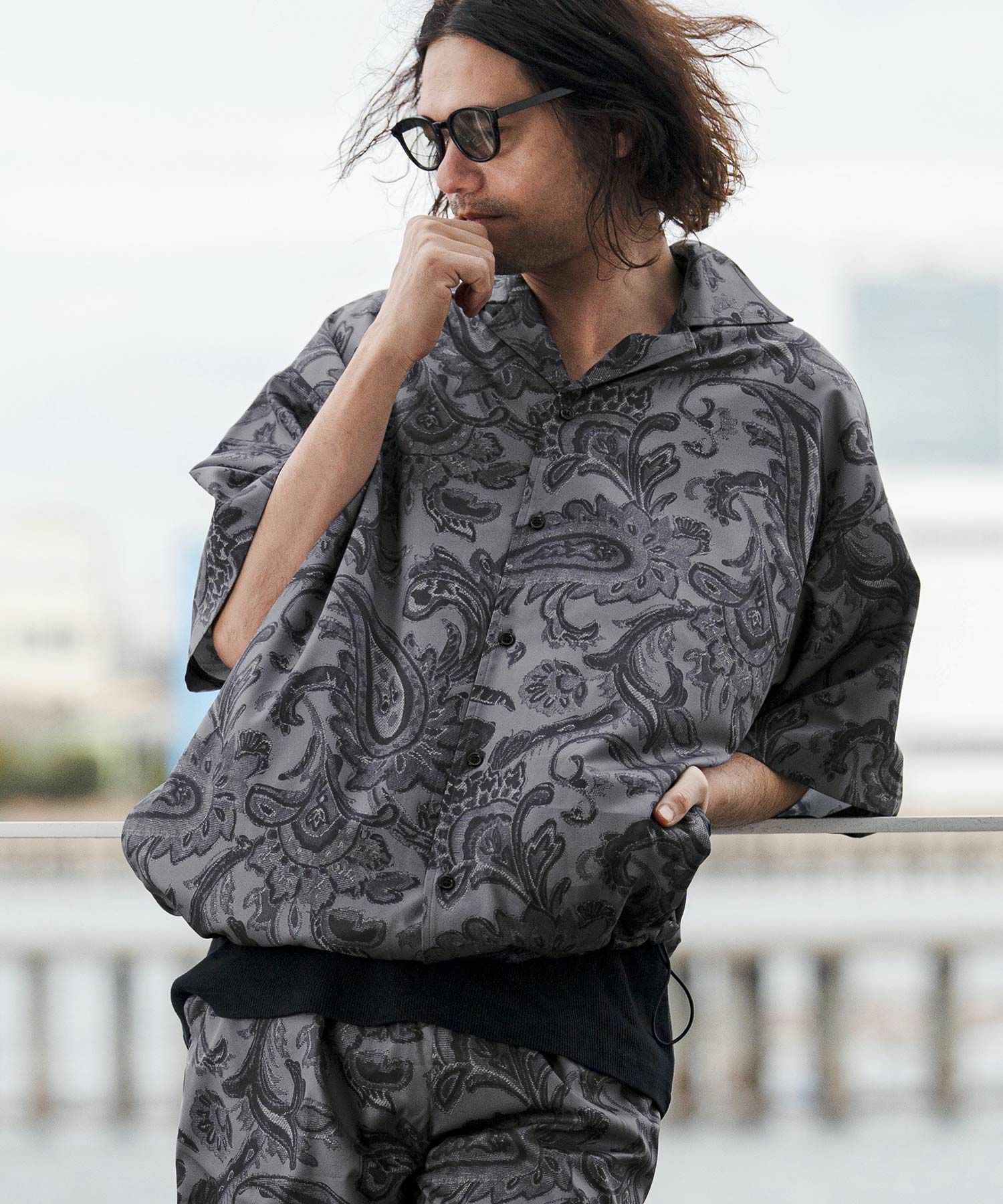 CAMBIO(カンビオ)】Lightweight Fabric Classic Paisle Open Collar