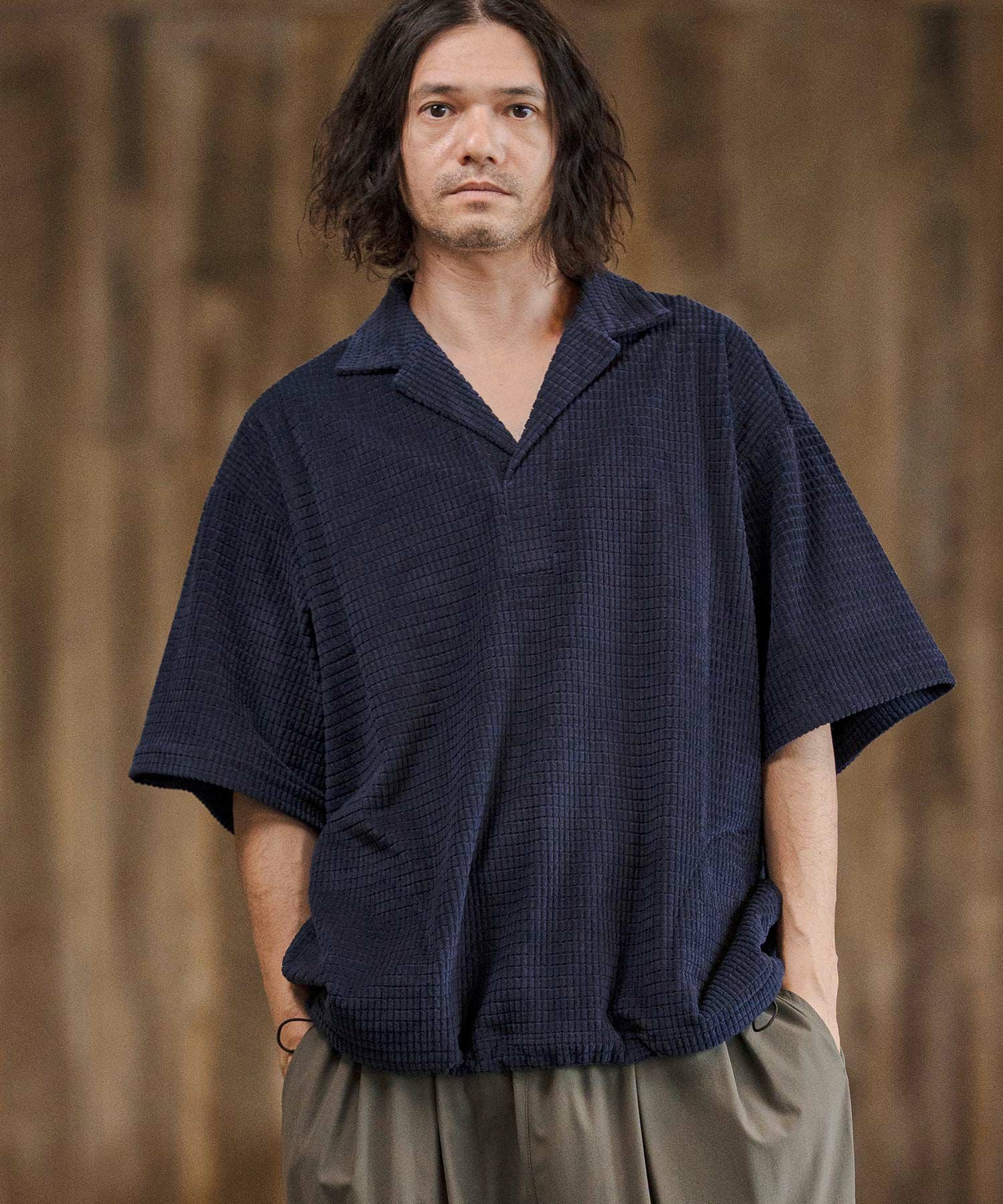 CAMBIO(カンビオ)】Jacquard Open Collar Skipper Shirts オープン