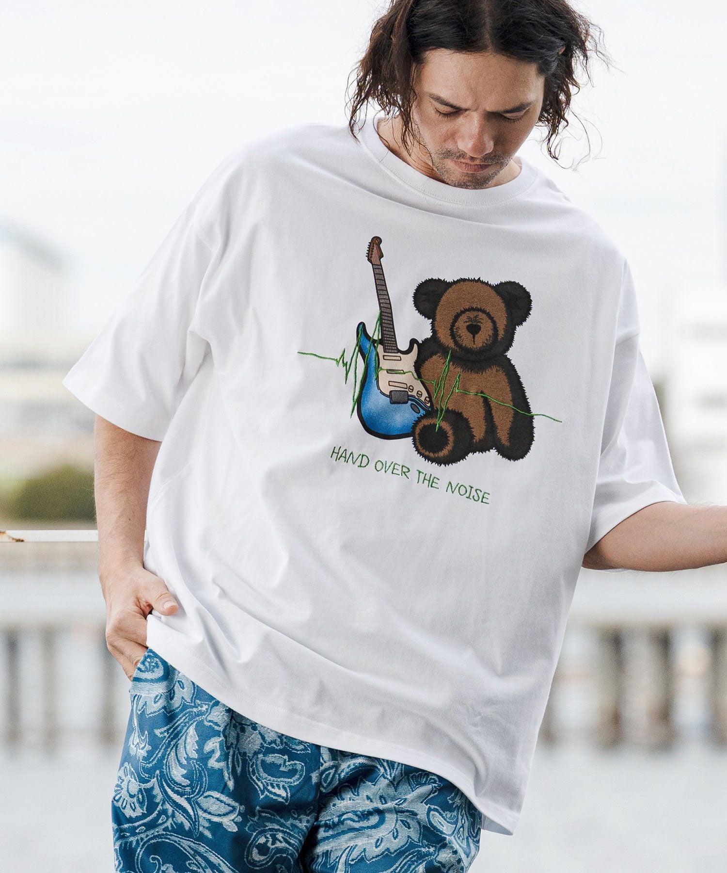 BABYL コロッセオデザイン Tシャツ M CAMBIO(カンビオ)】ビッグシルエットプリント×刺繍T（Rock Bear） T