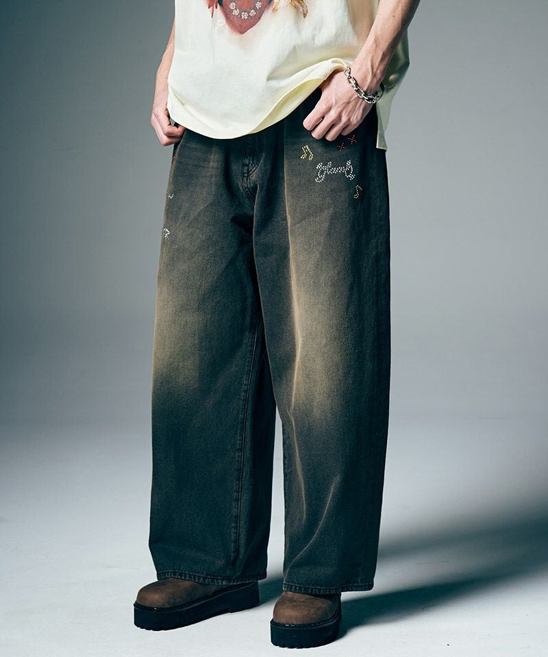 glamb(グラム)】Studs Wide Denim スタッズワイドデニムパンツ(GB0226