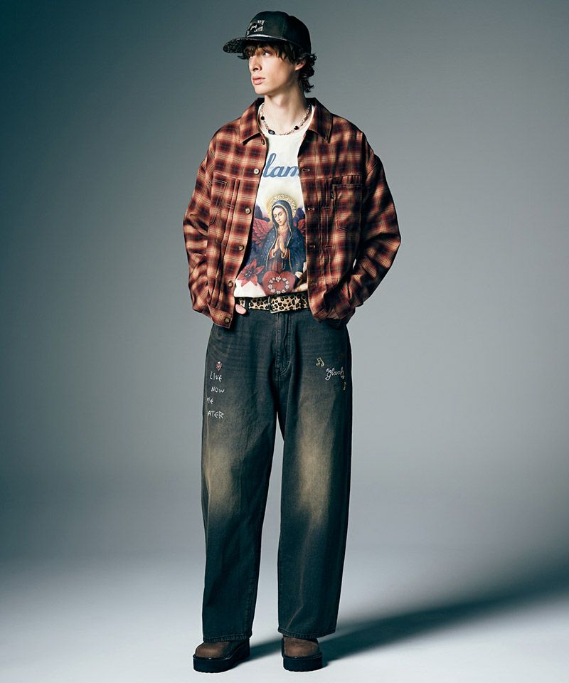 glamb(グラム)】Studs Wide Denim スタッズワイドデニムパンツ(GB0226