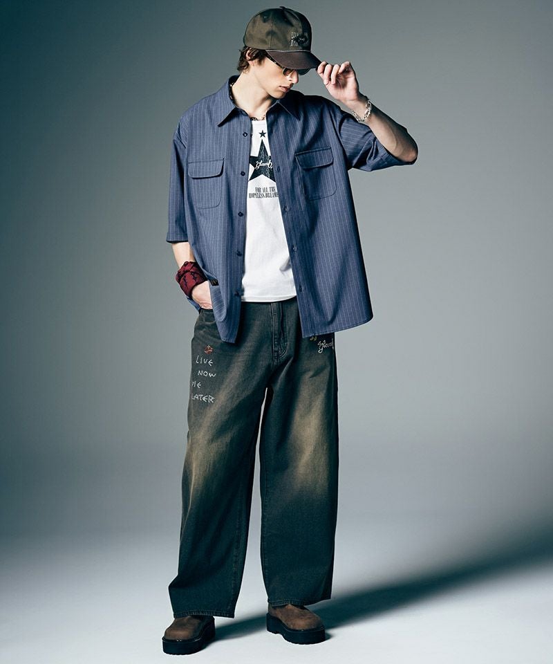 glamb(グラム)】Studs Wide Denim スタッズワイドデニムパンツ(GB0226