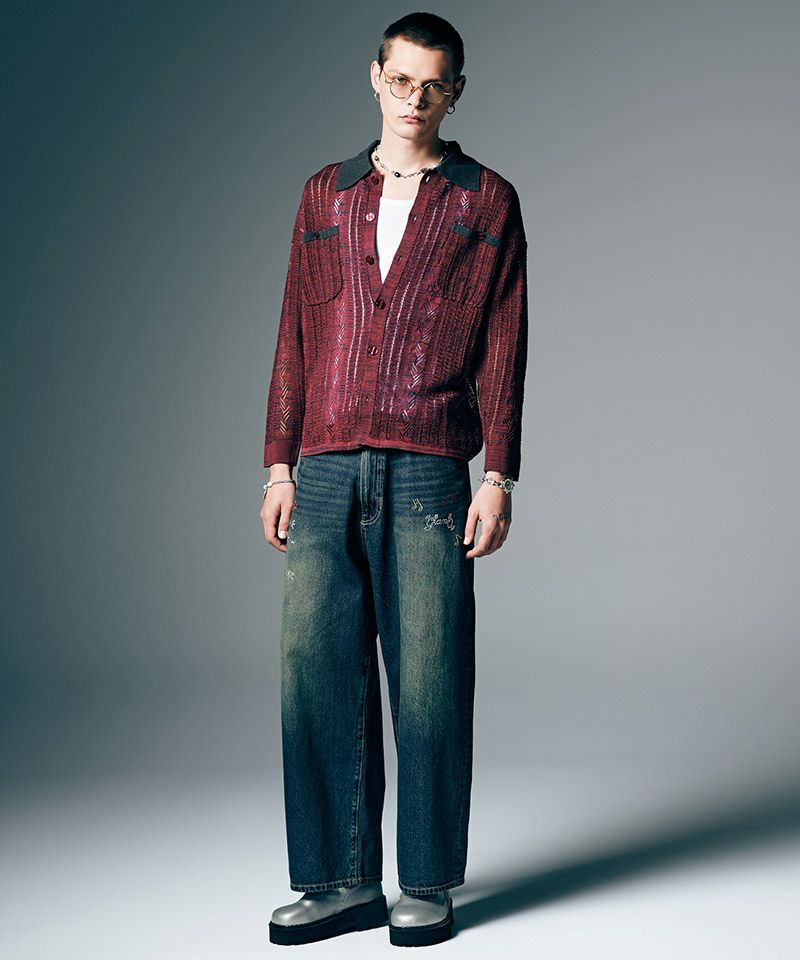 glamb(グラム)】Studs Wide Denim スタッズワイドデニムパンツ(GB0226
