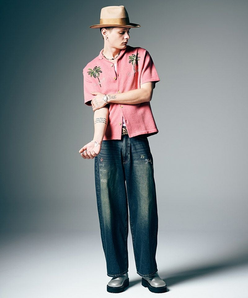 glamb(グラム)】Studs Wide Denim スタッズワイドデニムパンツ(GB0226