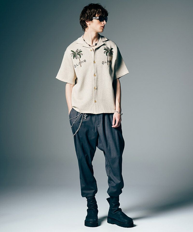 未使用 glamb ダメージ加工 ワイドテーパードパンツ 31350円 glamb(グラム)】Shadow Stripe Tapered Slacks シャドーストライプ
