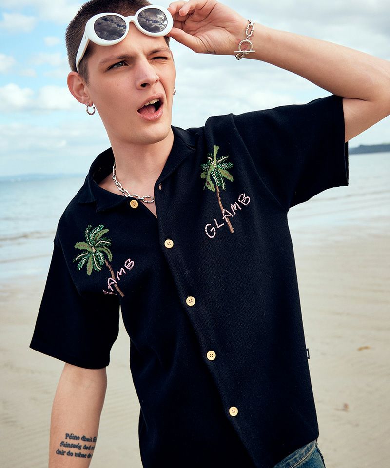 【美品】glamb グラム　ブレインビーシャツ glamb(グラム)】Resort Beads Shirt リゾートビーズシャツ(GB0226-SH04