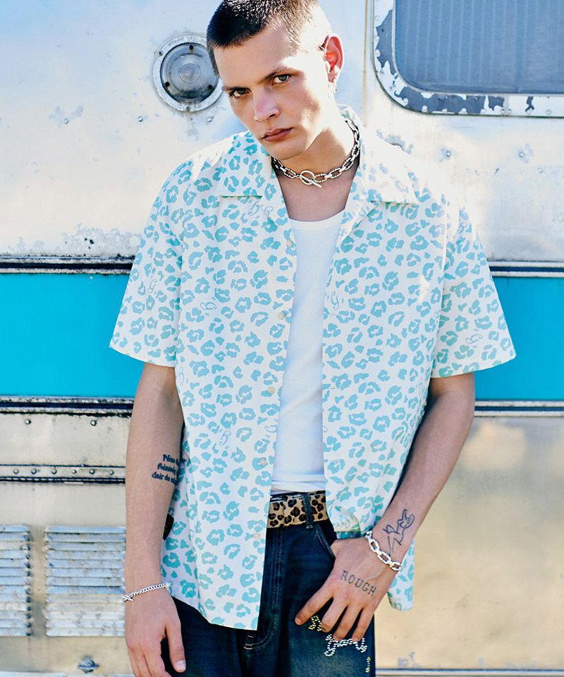 glamb(グラム)】Splash Jacquard Denim Shirt ジャガードデニムシャツ