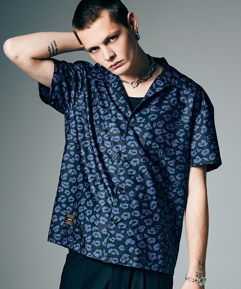 glamb(グラム)】Leopard Open Collar Shirt レオパードオープンカラー