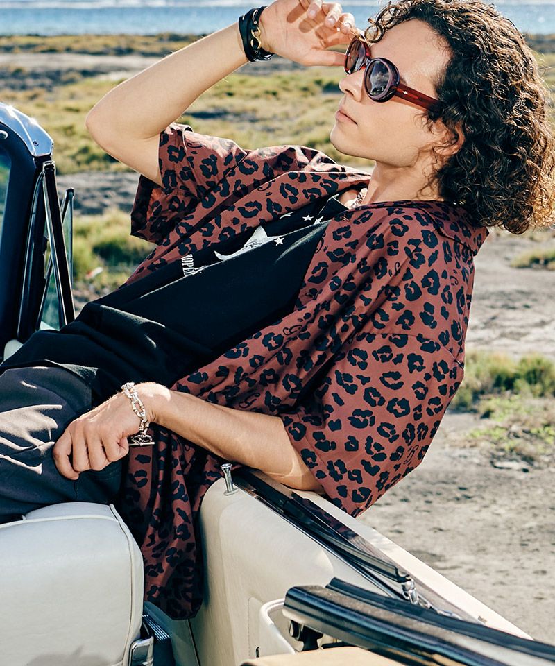 glamb(グラム)】Leopard Open Collar Shirt レオパードオープンカラー