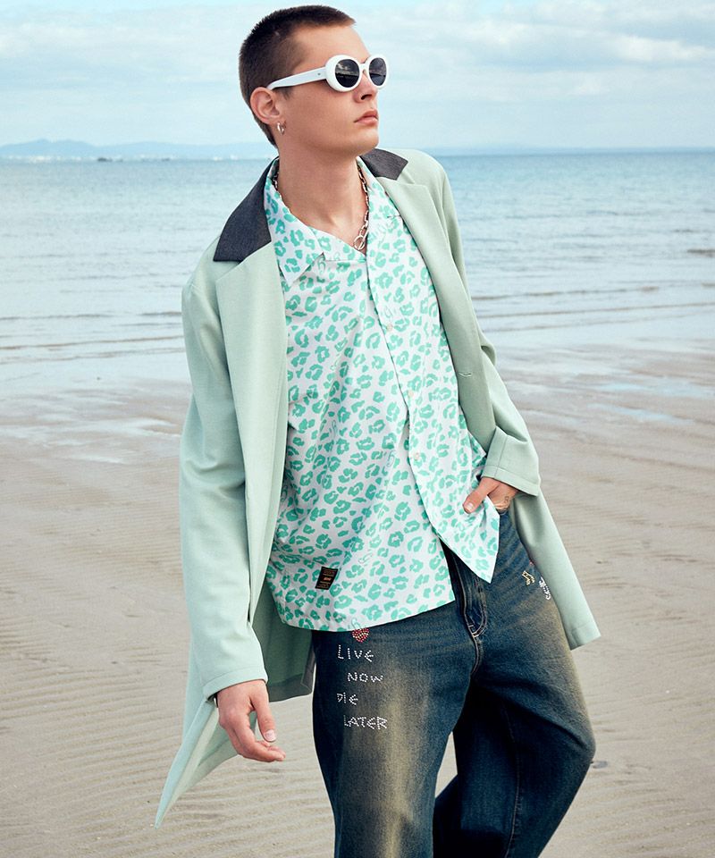 glamb(グラム)】Leopard Open Collar Shirt レオパードオープンカラー