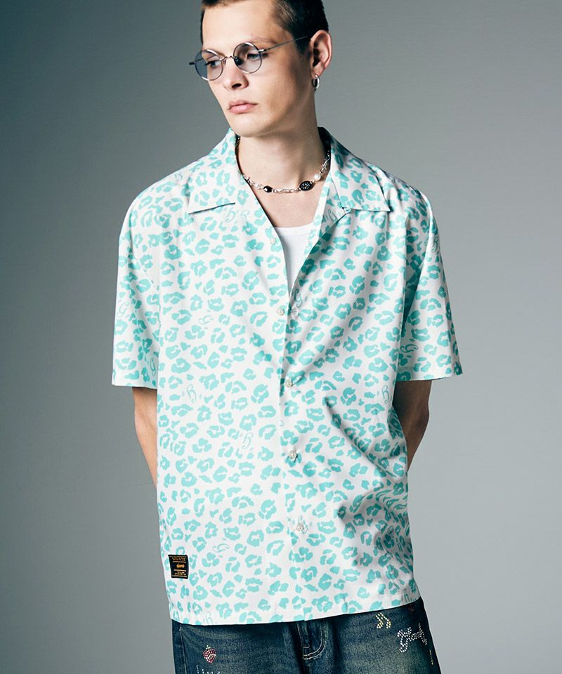 glamb(グラム)】Leopard Open Collar Shirt レオパードオープンカラー