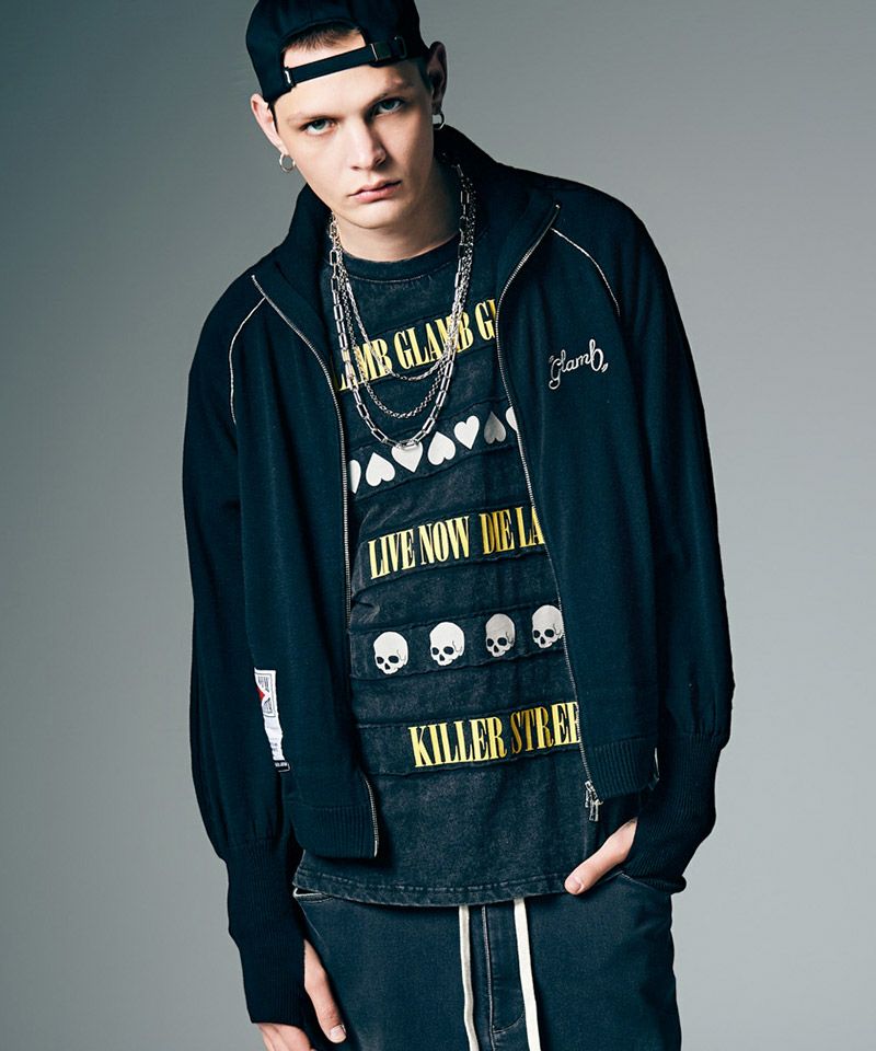 ★タグ付き★glamb グラム ニードルワークジャケット 刺繍 Lサイズ glamb(グラム)】Knit Track Jacket ニットトラックジャケット(GB0226