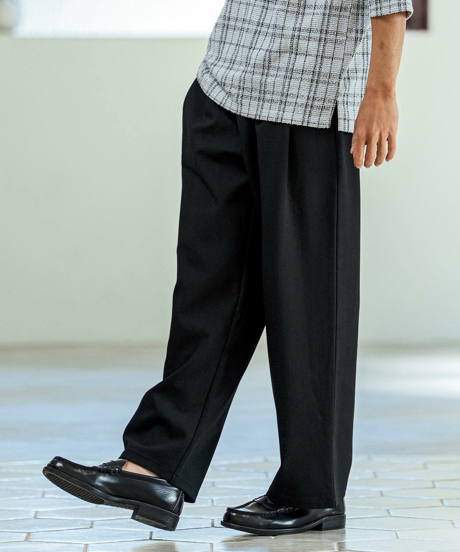 Magine(マージン)】Kersey Style Two Tuck Easy Wide Pants ワイド