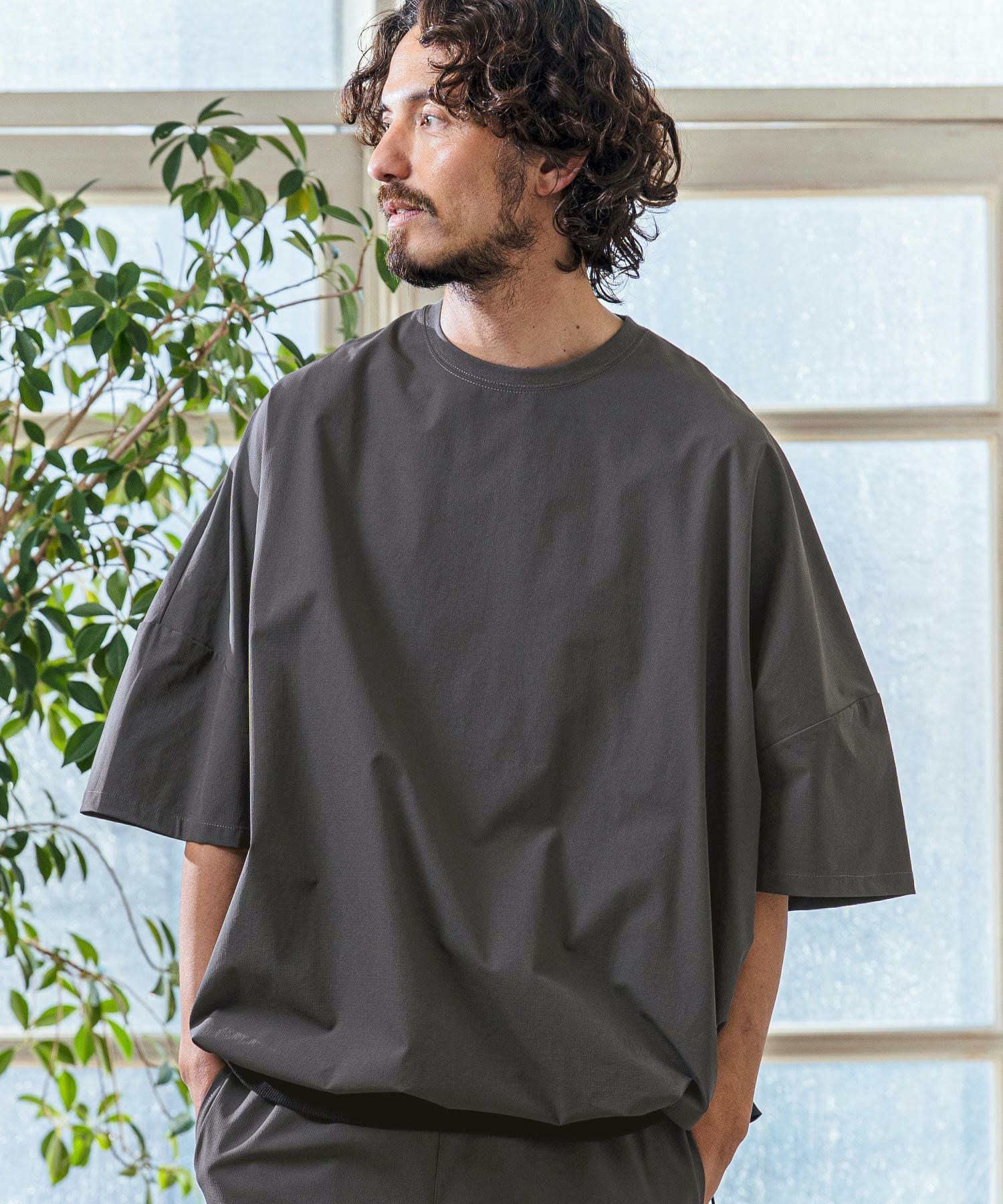 Magine(マージン)】Nylon Stretch Ripstop Drawstring Hem Relax Fit T