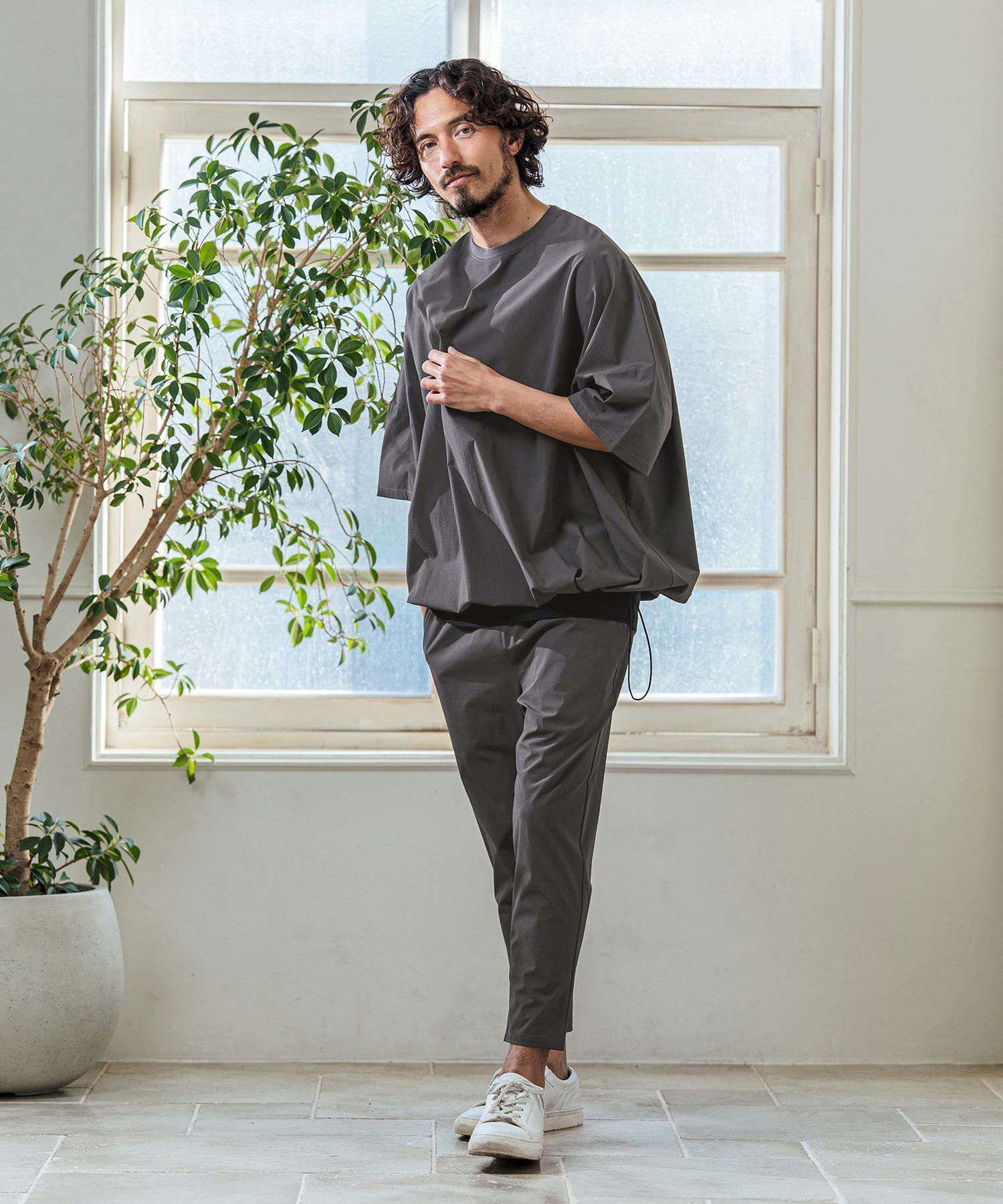 Magine(マージン)】Nylon Stretch Ripstop Drawstring Hem Relax Fit T