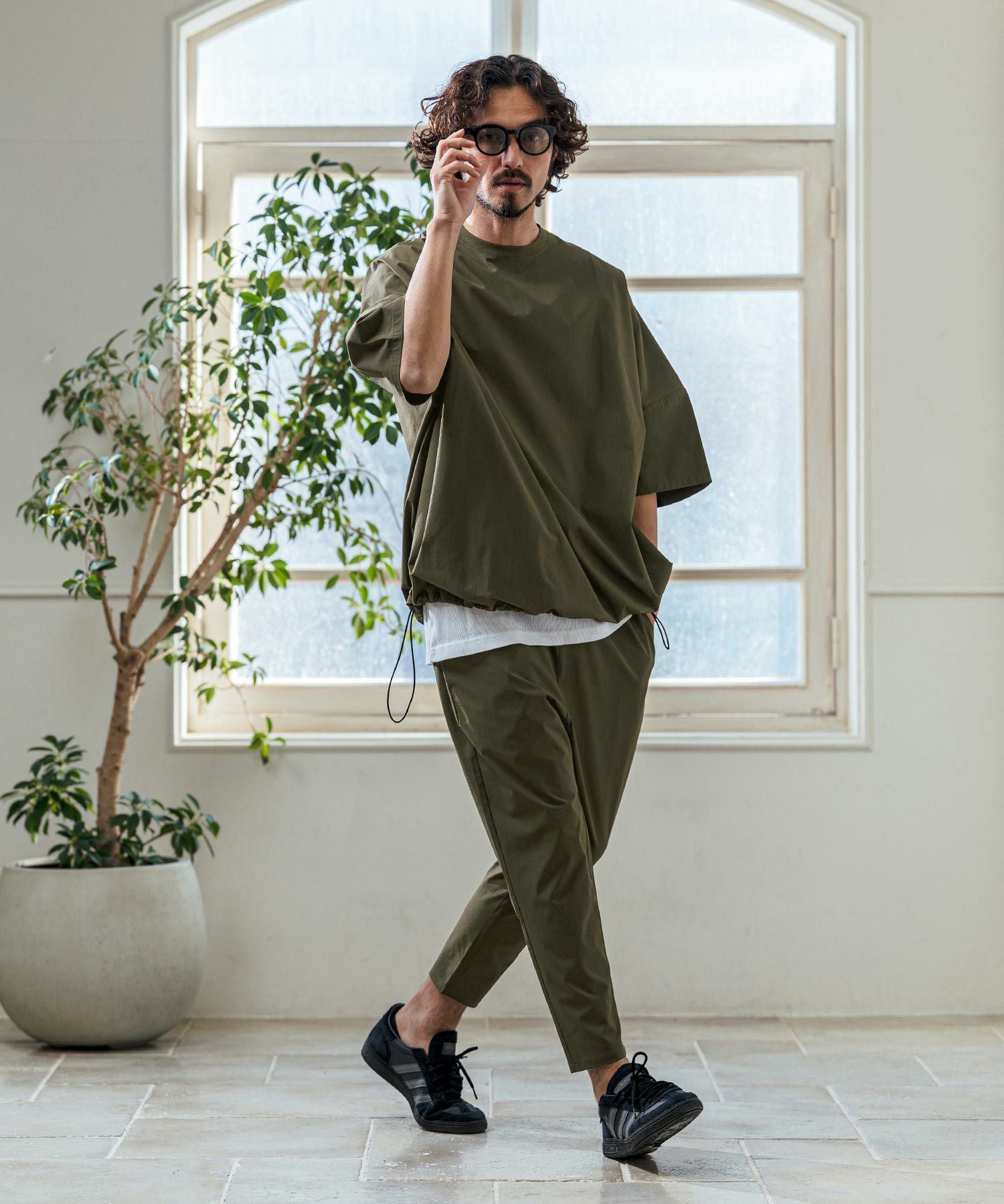 Magine(マージン)】Nylon Stretch Ripstop Drawstring Hem Relax Fit T
