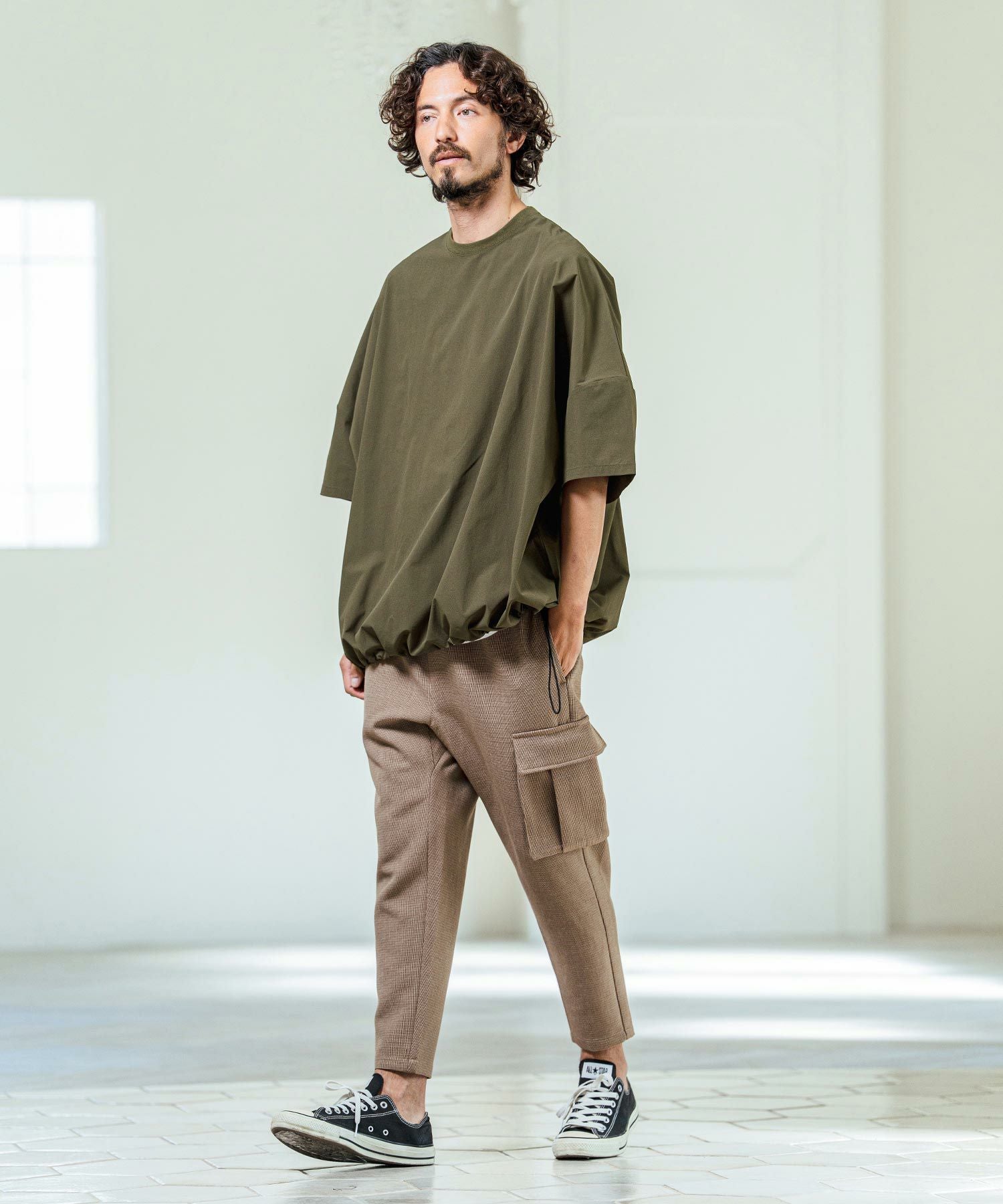 マージン Magine ナイロンパンツ Magine(マージン)】Nylon Stretch Ripstop Drawstring Hem Relax Fit T