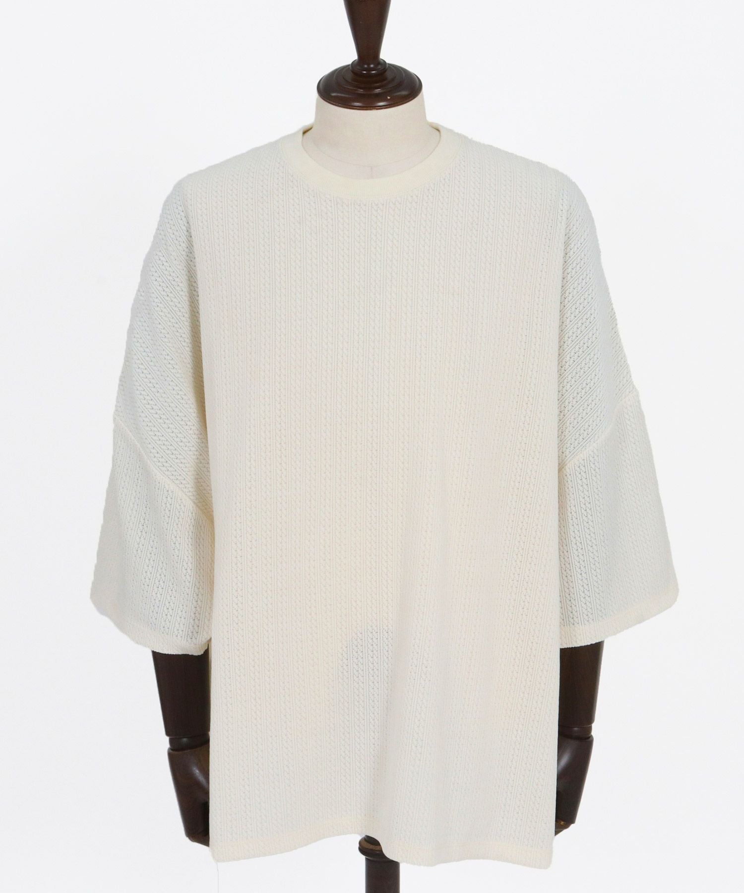 Magine(マージン)】Knit Look Side Slit Relax Fit T-Shirt ニットソー